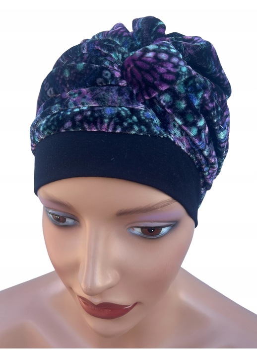 Дамски тюрбан Eva Design 502, топъл, кадифен материал, универсален размер, многоцветен