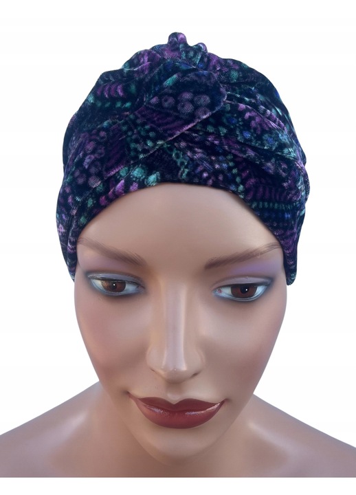 Turban dama, Sara, welur, elastic, 25cm, multicolor