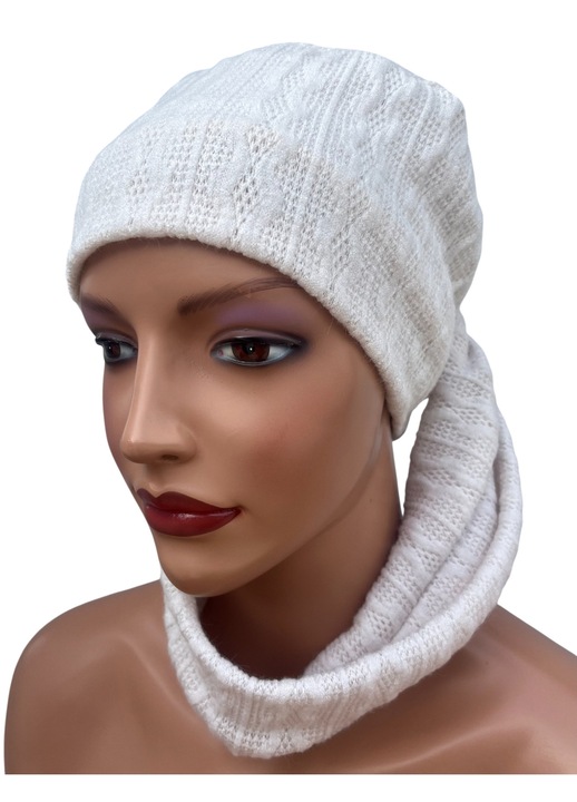 Дамски тюрбан Eva Design Aurora екрю, бамбуков материал, с лента, 25см