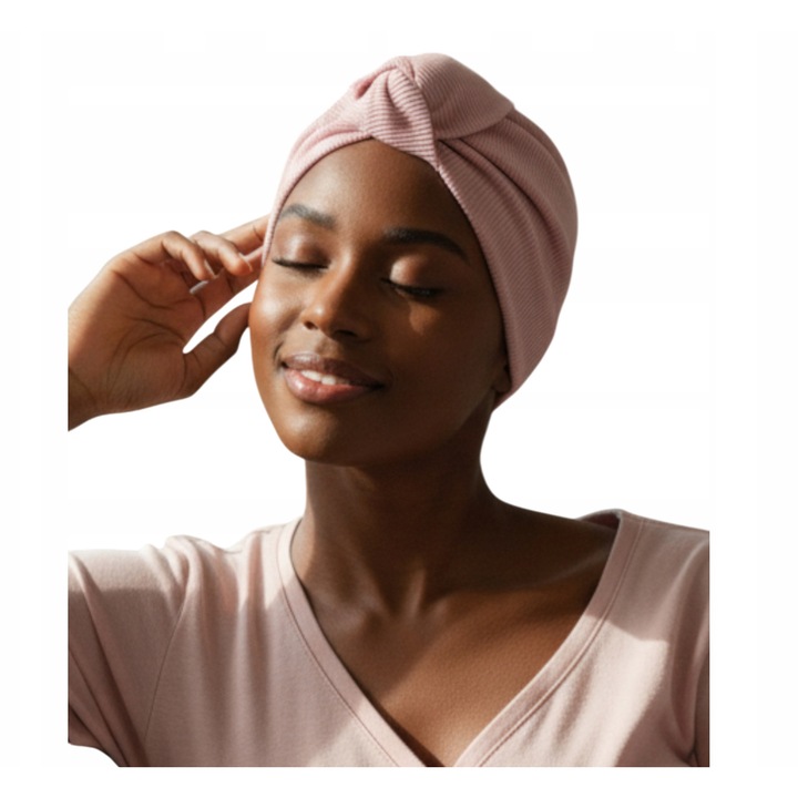 Bandana dama Eva Design, roz, elastica, din bumbac, cu suplem, dimensiune universala