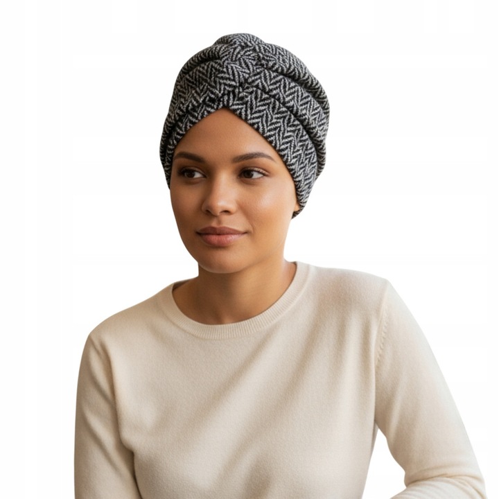 Turban dama Eva Design, model Blanca, cu drapaje elegante, culoare uni, dimensiune universala