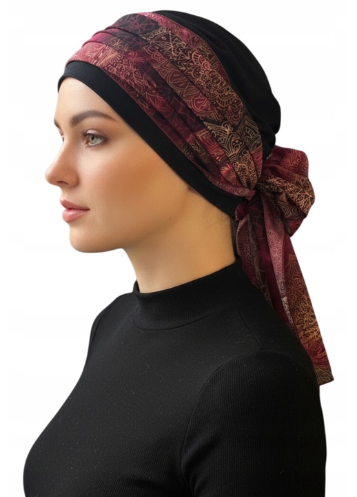 Turban dama Wera, 95% bambus, elastic, cu fular, multicolor, dimensiune universala