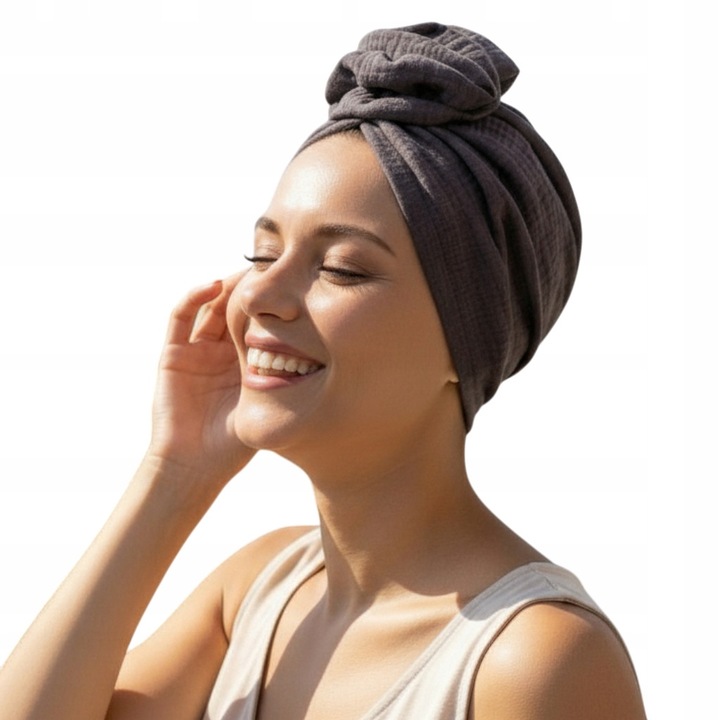 Дамски тюрбан Mussa, муселин памук, с цвете, универсален размер 54-58 см