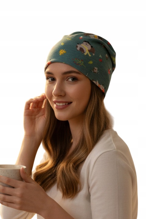 Caciula de somn Gaya, Eva Design, verde, bumbac organic, 23-24 cm