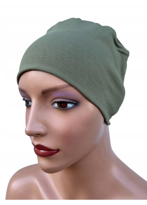 Caciula de somn Gaya, Eva Design, khaki, bumbac, fara cusaturi, dimensiune universala