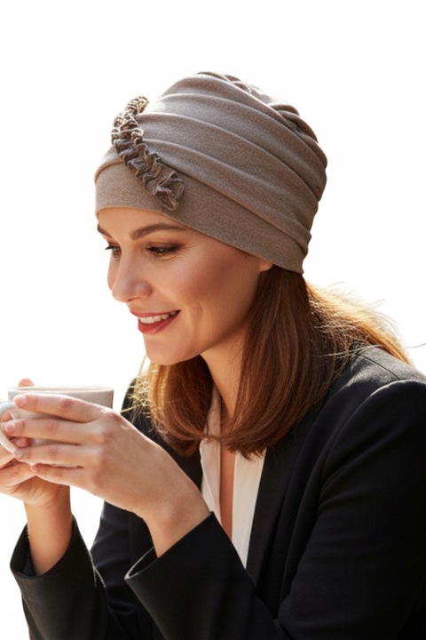 Turban dama Eva Design, jasny braz, viskoza sweterkowa, universal