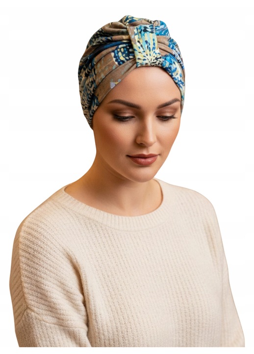 Turban dama Eva Design Emma 455, 94% viscoza, 6% elastan, universal, protectie impotriva soarelui si vantului