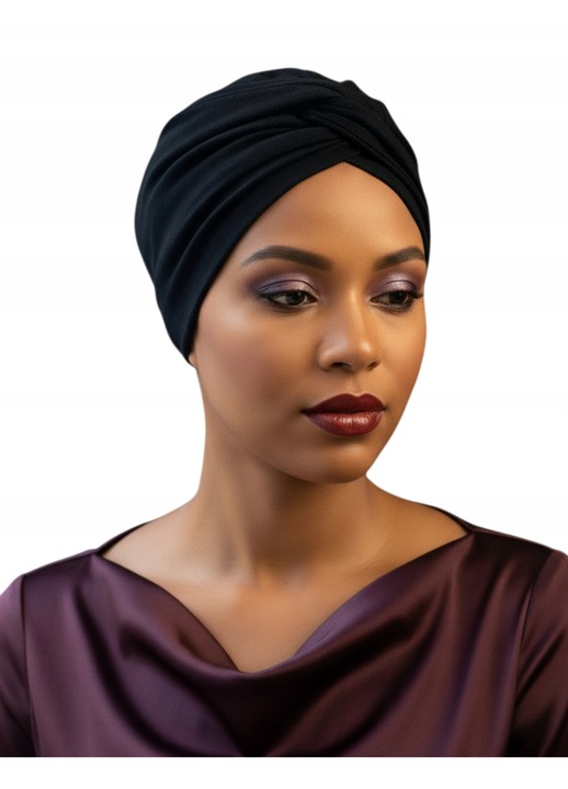 Turban dama Eva Design ULA, bambus, negru, 25cm