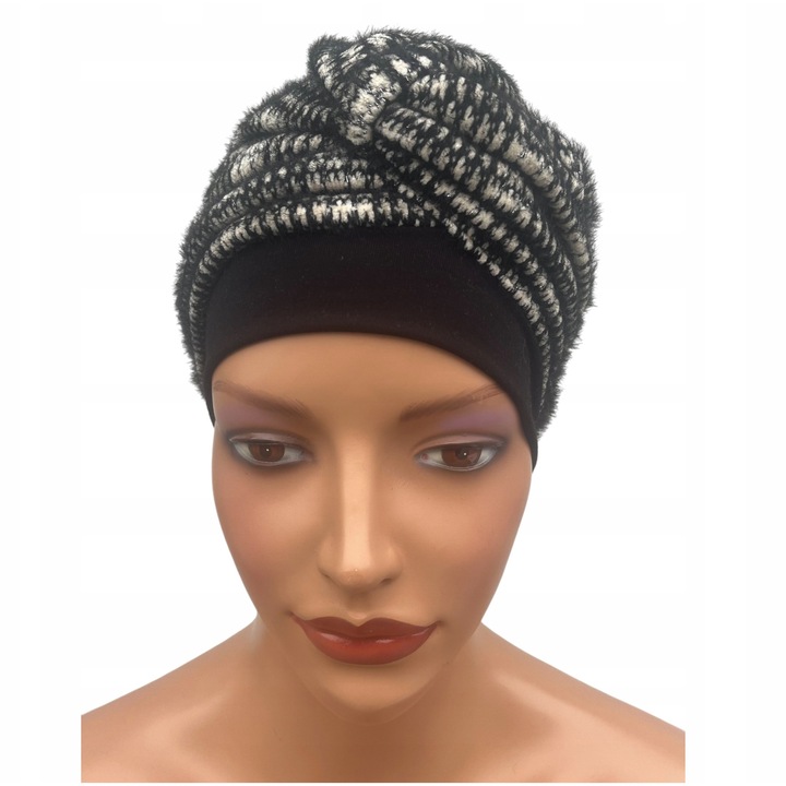 Turban dama Eva Design 534, ocieplata, material sweterkowy, rozmiar universal, culoare bej