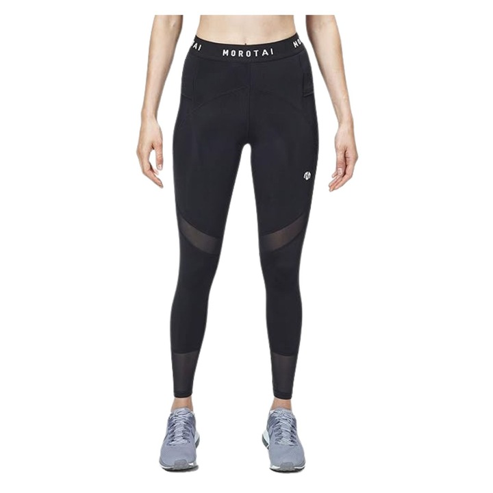 Női sport leggings, Morotai, poliamid/elasztán, oldalzsebekkel, fekete, L INTL