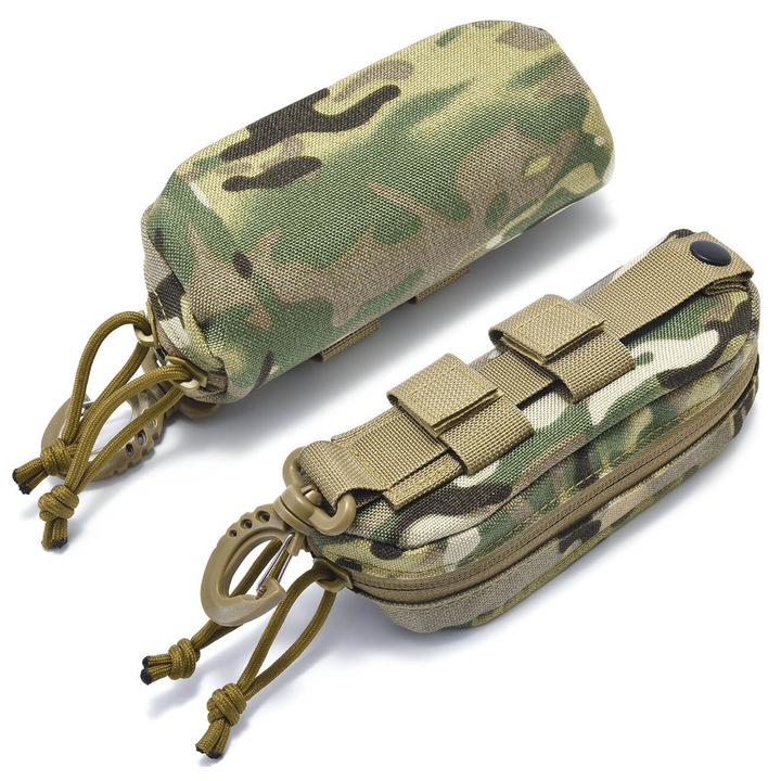 Etui tactica pentru ochelari, Stilion, model ET-137A, Moro, 17,5x7,0x5,5cm, cu carabinier si sistem MOLLE