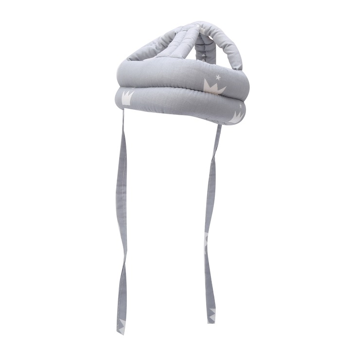 Защитна текстилна шапка за деца, против падане, сива, универсален размер