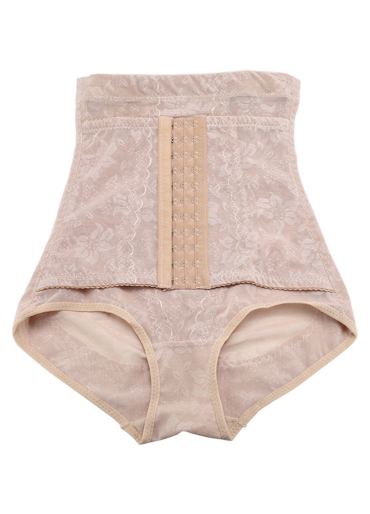 Стягащо боди за след раждане, бежово, размер XL, с висок дизайн, регулируемо, дишащ полиестер и памук