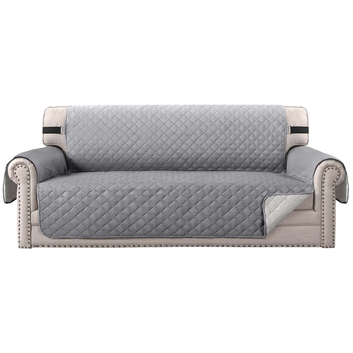 Husa canapea SiKaDi Home 3 locuri, impermeabila, gri deschis, 190x55x280cm