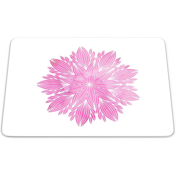 Mouse Pad Mandala Roz Vibrant – Design Floral Watercolor, Suprafata Textila, 22 x 18 cm