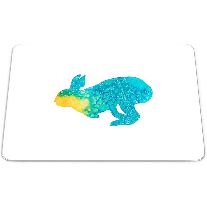 Mouse Pad Iepure Watercolor – Design Artistic Vibrant, Suprafata Textila, 22 x 18 cm