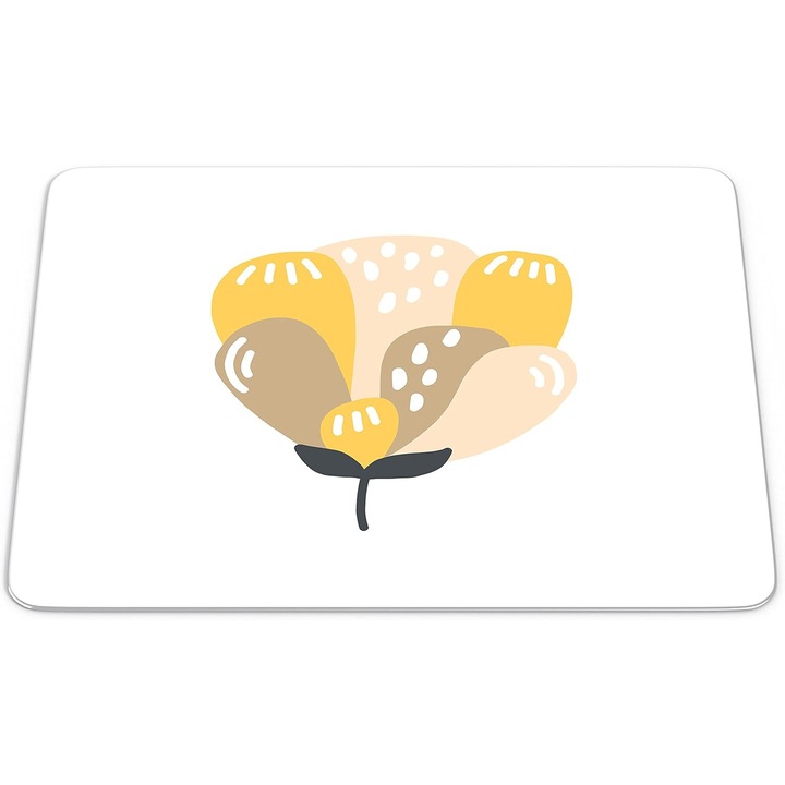 Mousepad Questo Casa, Floare Abstractă Galbenă, Design Boho Modern, 22x18cm