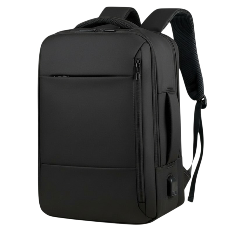 Rucsac pentru laptop/tableta, pana la 16 inch, waterproof, 4 compartimente, port USB, design ergonomic, Negru