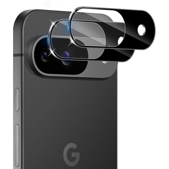Set 2 Folii Protectie Camera compatibile cu Google Pixel 9, Sticla Securizata, Negru, 0.33mm, 9H