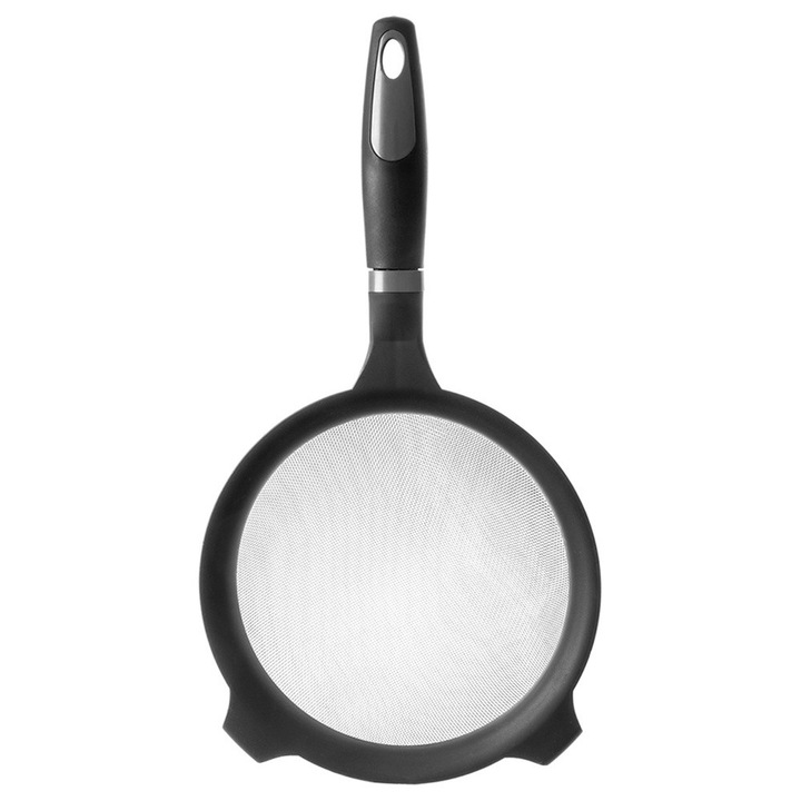 Strecuratoare De Bucatarie, Orion, 19.5x36x10 cm, Fabricat Din Plastic Negru, Plasa Din Otel Inoxidabil, Maner Ergonomic Pentru Confortul Utilizarii, Negru, Potrivit Pentru Spalarea In Masina De Spalat Vase, Utilizare Universala In Bucatarie