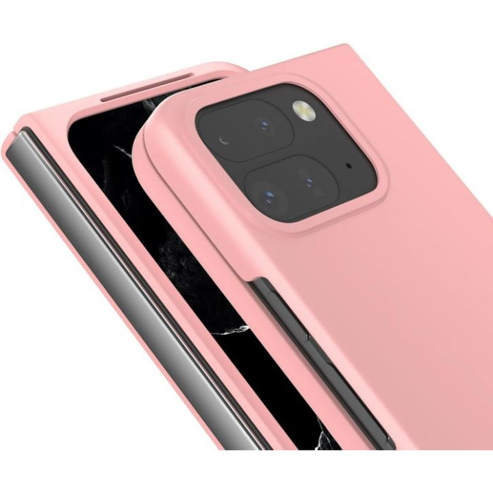 Калъф, който пасва на Google Pixel 9 Pro Fold, ултратънък защитен калъф от поликарбонат [срещу надраскване], за Google Pixel 9 Pro Fold, розов цвят