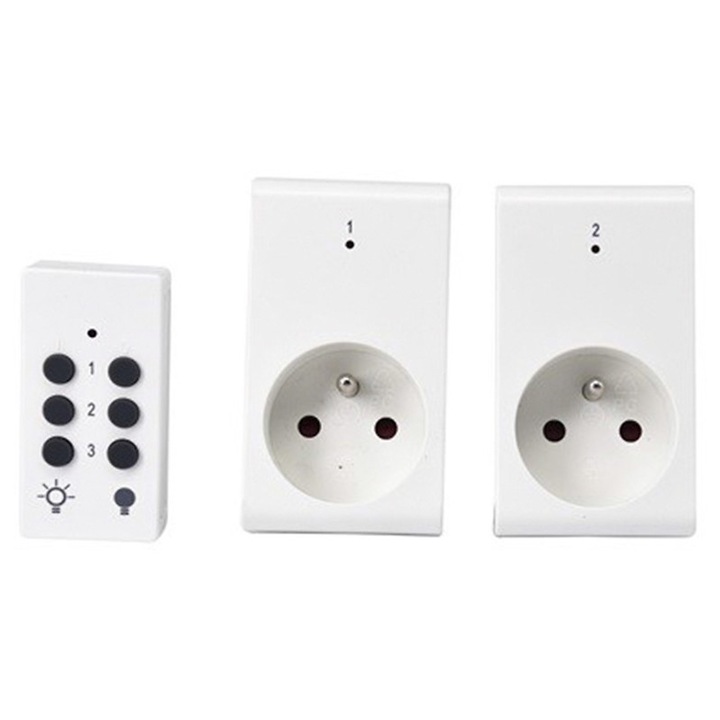 Set de 2 prize de retea controlate de la distanta Duwi, 230 V, raza de actiune 25 m, consum redus de energie