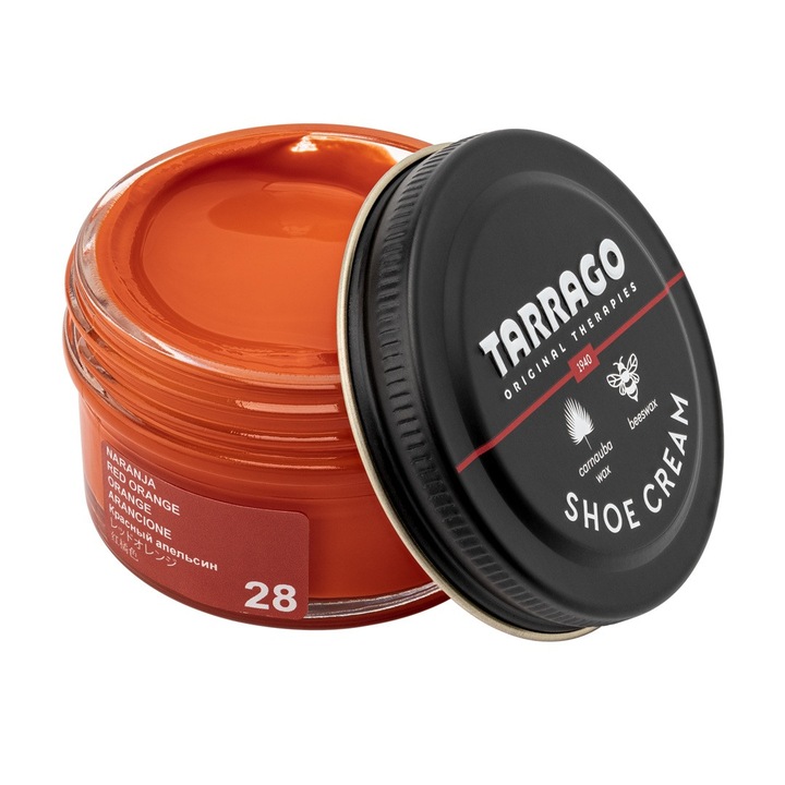 Крем за обувки Tarrago, 50 мл, оранжев 28, предпазва и придава блясък