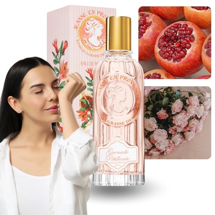 Apa de Parfum Jeanne en Provence Grenade Petillante Femei 60ml, Floral Fructat, Persistenta Optima, Prospetime, Cadou Memorable