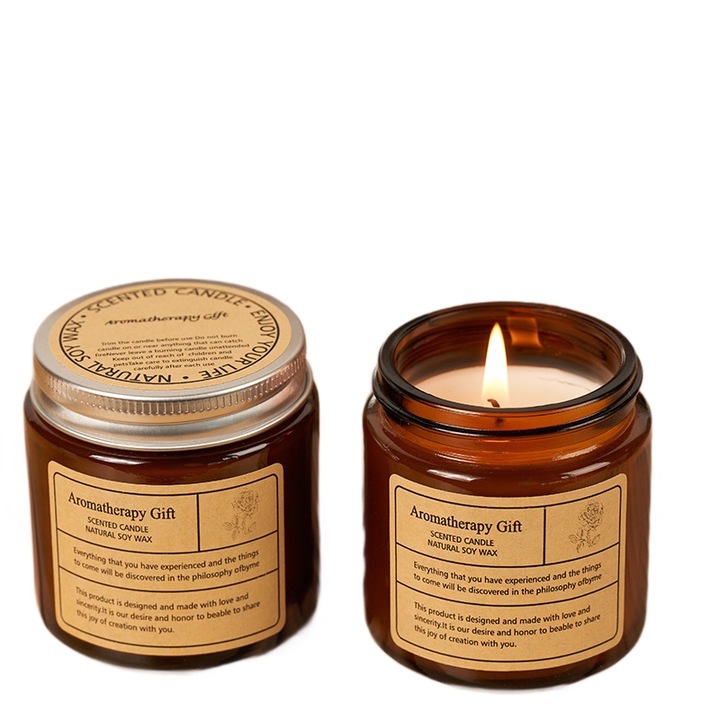 Свещ със сребрист капак, соев восък