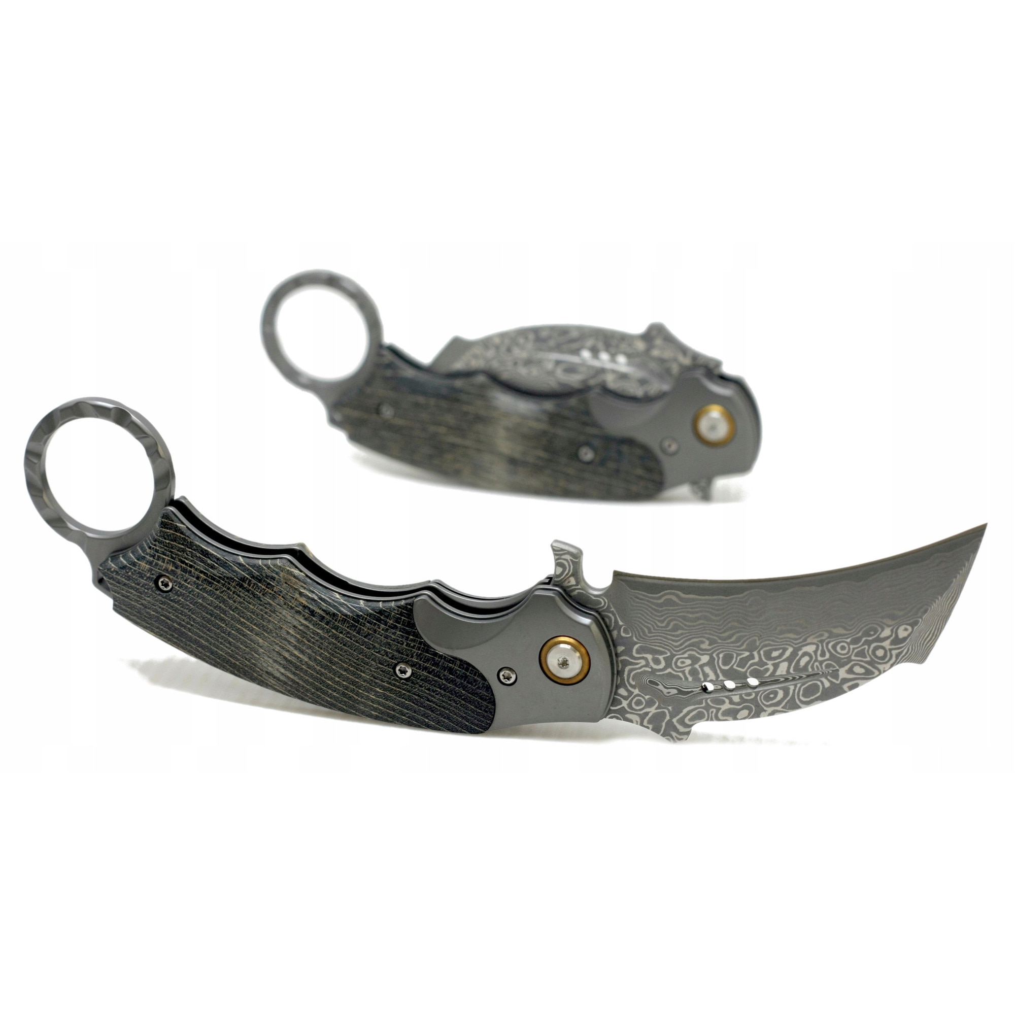 Cutit pliabil KARAMBIT LUOKESI VG10, otel damasc, lungime 18,9cm