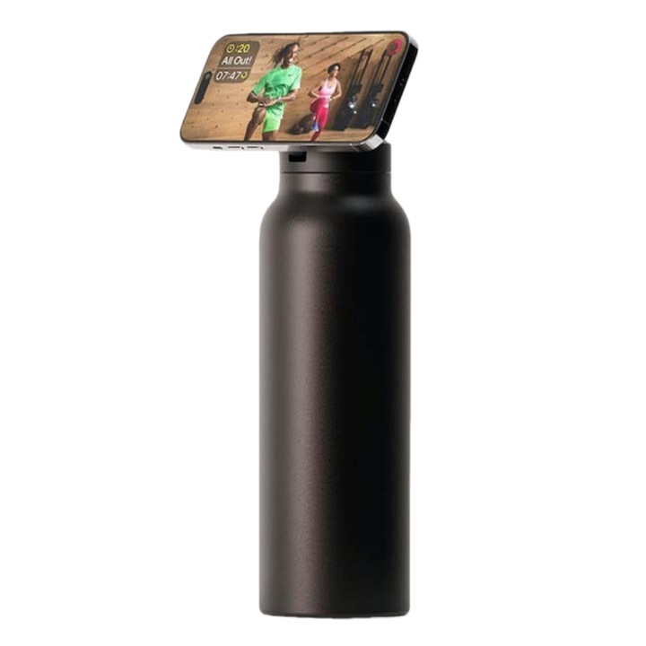 Cana termos, Capacitate 710 ml/24oz, Capacul paharului are un suport magnetic pentru telefon care poate fi folosit si ca maner, anti-alunecare, Pastreaza Bautura Fierbinte sau Rece, pentru cafea, ceai, ciocolata calda, lapte, negru
