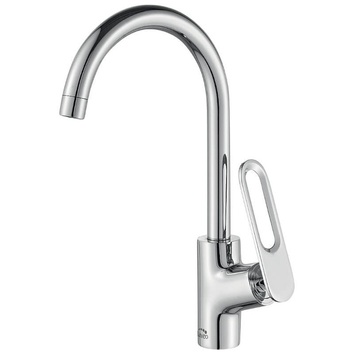 Baterie granit cu wylewka U, Laveo, crom, 355mm, 15l/min, set cu 2 wezyki