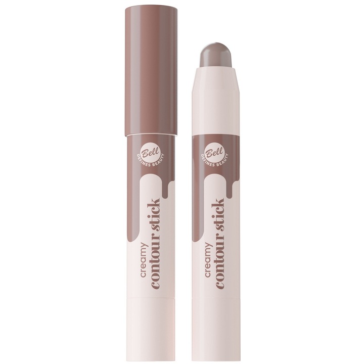 Stick de contur crema Bell 01 Cool Mocha, 3.4g, set cu iluminator si blush