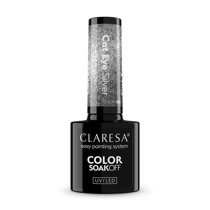 Oja hibrida Claresa Alchemy Cat Eye Silver 5g, efect Cat Eye, culoare argintie