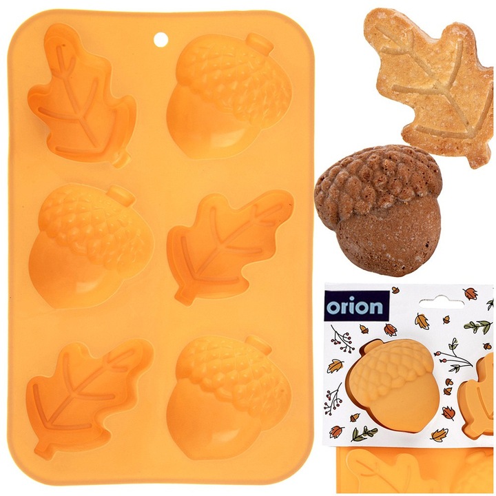 Tava Pentru Copt Biscuiti, Orion, 27x17x3 cm, Fabricata Din Silicon, Potrivita Pentru Masina De Spalat Vase Si Cuptorul Cu Microunde, Coacere Uniforma, Utilizare Universala, Portocalie