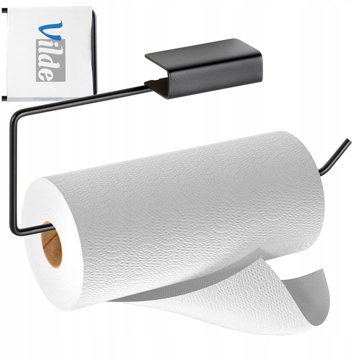 Suport Pentru Prosoape De Hartie, Vilde, 30x4.5x13 cm, Metal, Montare Usoara Fara Gaurire, Dimensiune Universala, Depozitare Practica, Negru