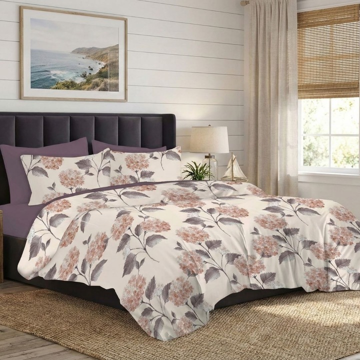 Kétágyas Finet ágynemű 6 részes, NufJoy®, Gumis lepedő univerzális matrachoz 160x200 cm/180x200 cm, paplanhuzat 200x230 cm, 2 párnahuzat 70x70 cm, 2 párnahuzat 50x70 cm, Hortenzia