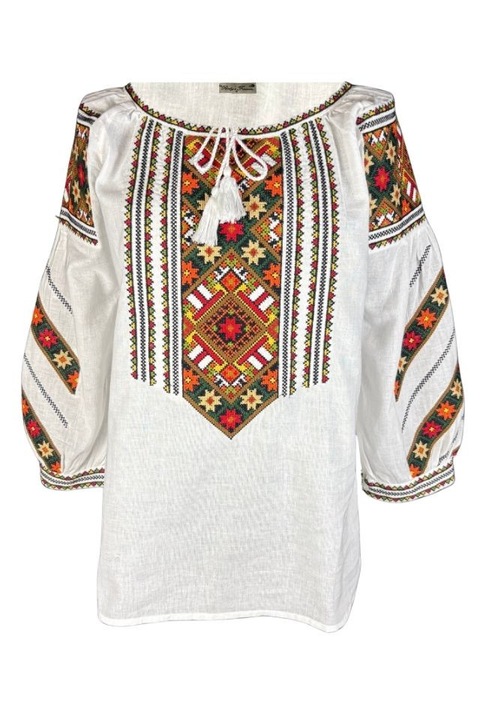 Bluza dama DF alb/portocaliu, marimea 2XL