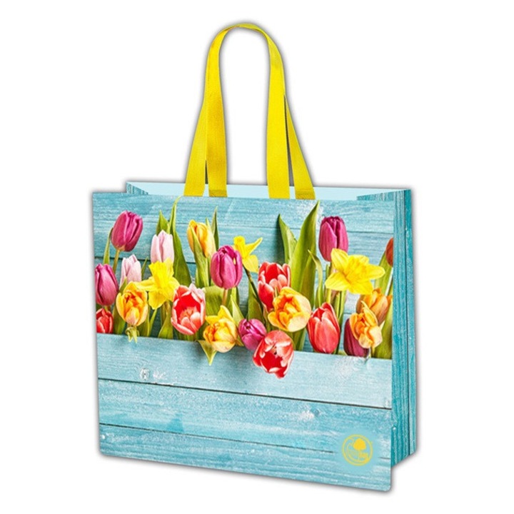 Vásárlótáska GAM, 45x40x18cm, tulipán, többszínű