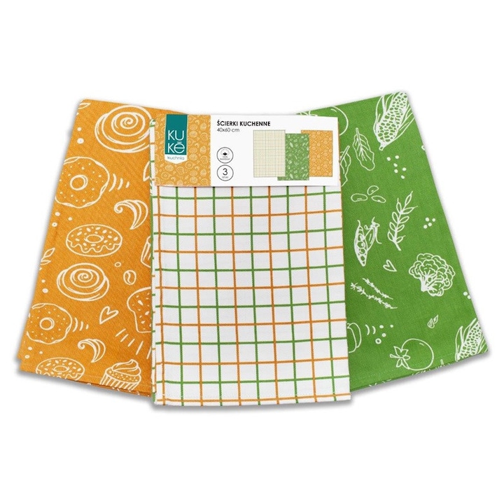 Комплект от 3 кухненски кърпи ZWOLTEX, 100% памук, 40x60см, цветен принт