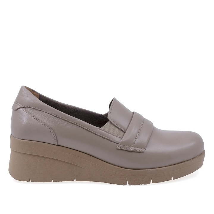 Pantofi dama casual, Anna Viotti, piele naturala, gri, 38 EU