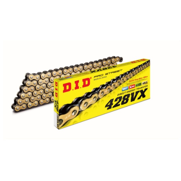 Lant de transmisie moto, Did, 428VXGB-124, 124 zale, O-ring, auriu