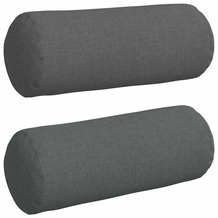 Set Perne Bolster 2 pcs Gri inchis Ø 15 x 40 cm tesatura