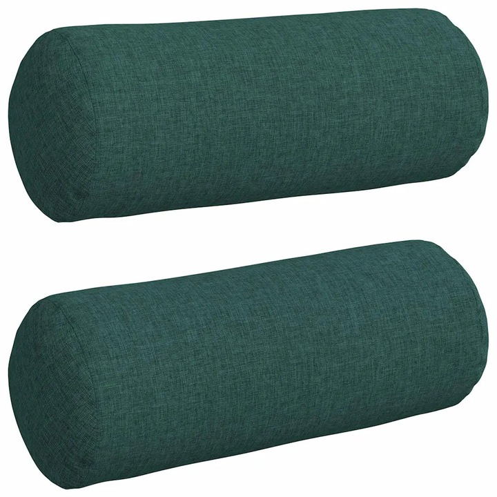 Set Perne Bolster 2 pcs Verde inchis Ø 15 x 40 cm tesatura