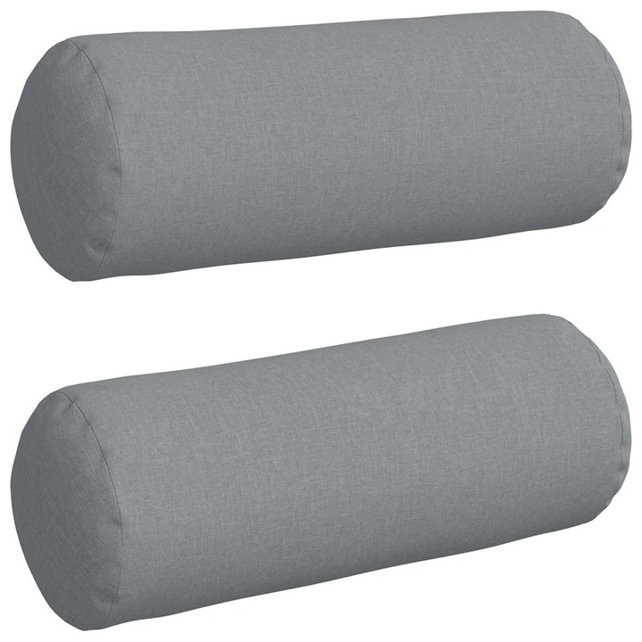 Set Perne Bolster 2 pcs Gri deschis Ø 25 x 70 cm tesatura