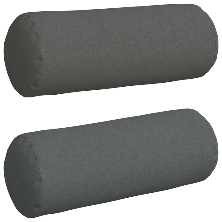 Set Perne Bolster 2 pcs Gri inchis Ø 25 x 70 cm tesatura