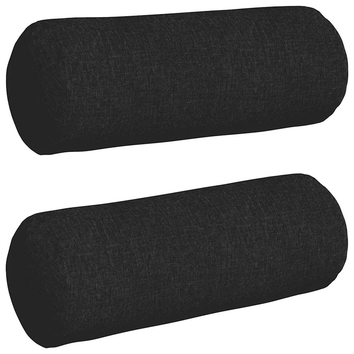 Set Perne Bolster 2 pcs Negru Ø 25 x 70 cm tesatura