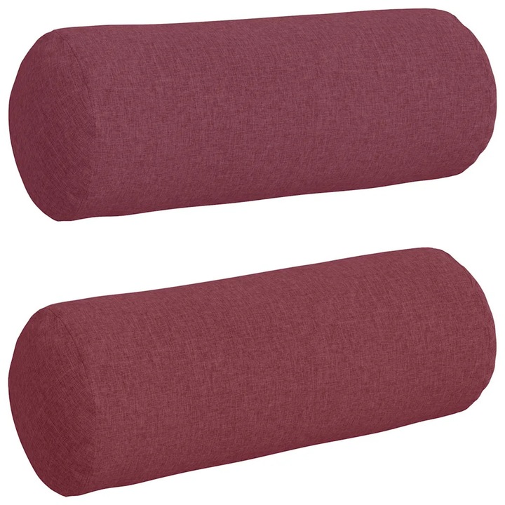 Set Perne Bolster 2 pcs Rosu Vin Ø 25 x 70 cm tesatura
