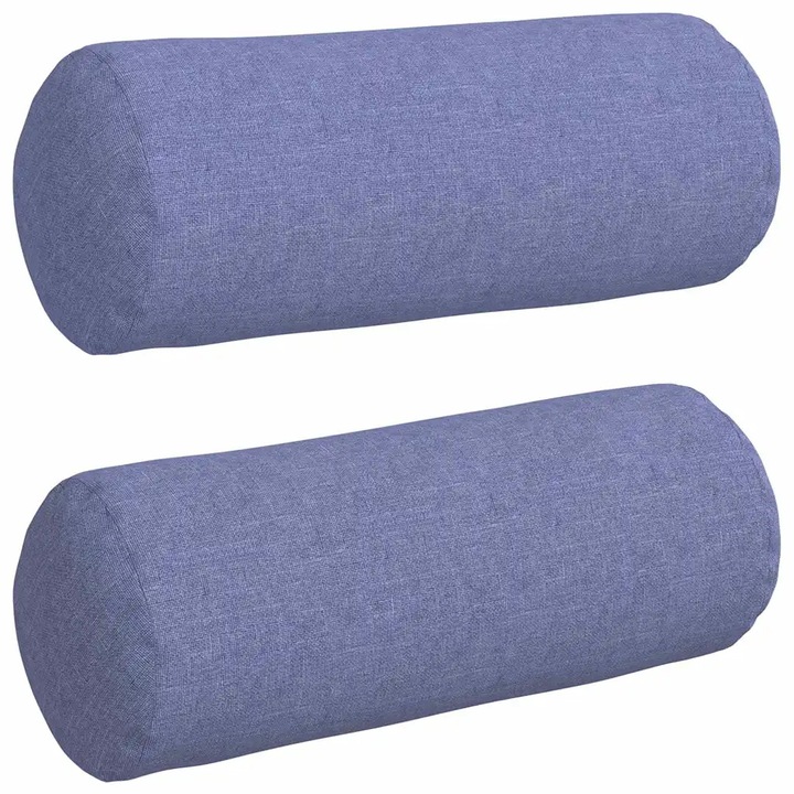 Set Perne Bolster 2 pcs Albastru Jeans Ø 15 x 40 cm tesatura