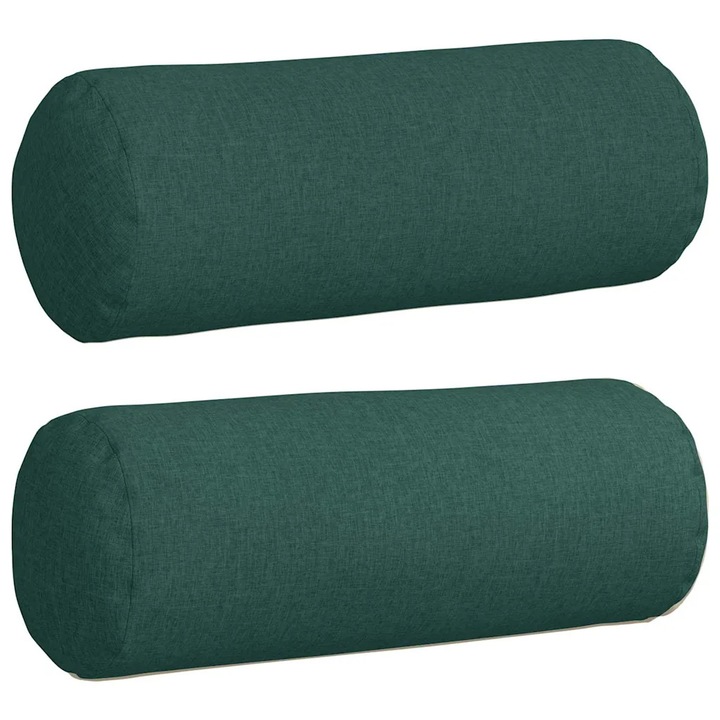 Set Perne Bolster 2 pcs Verde inchis Ø 25 x 70 cm tesatura